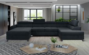 Kampinė sofa Josette Monolith 97, tamsiai pilka sp., dešininė, 200 x 370 cm x 98 cm
