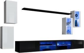 Sekcija ASM Switch XXV, skaidri sp./balta sp./juoda sp., 280 cm x 40 cm x 150 cm