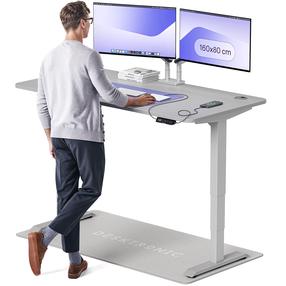 Datorgalds regulējams augstums Desktronic HomePro, 160 cm x 80 cm, 61 - 125.5 cm, pelēka krās.