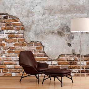 Fototapetas Artgeist Futuristic Duet - Concrete Tile On Old Brick Background, 70 cm x 100 cm