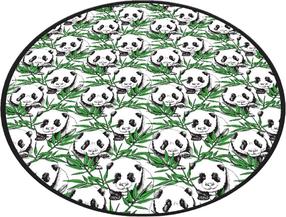 Vannitoa põrandamatt Foutastic Panda, valge v./must v./roheline v., 80 cm x 80 cm, Ø 80 cm