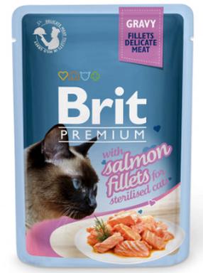 Šlapias kačių maistas Brit Premium Salmon Fillets In Gravy, žuvis/lašiša, 0.085 kg