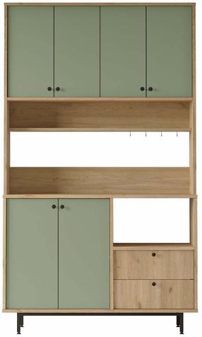 Daugiafunkcinė virtuvės spinta Kalune Design RE7-SY, ąžuolo sp./žalia sp., 35.5 cm x 120 cm x 205 cm