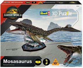 3D puzle Revell Jurassic World Rebirth Mosasaurus, 59.2 cm x 22.4 cm, 83 gab., daudzkrāsaina