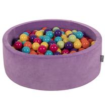 Baseinas su kamuoliukais KiddyMoon Velvet Ball Pool Round 200 Balls, 90 cm x 90 cm, 200 vnt, violetinė sp./įvairių spalvų
