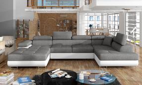 Kampinė sofa Rodrigo Sawana 05, Soft 17, balta sp./pilka sp., dešininė, 202 x 345 cm x 90 cm