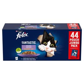 Šlapias kačių maistas Purina Felix Fantastic Mix In Jelly, jautiena/vištiena/lašiša, 0.085 kg, 44 vnt.