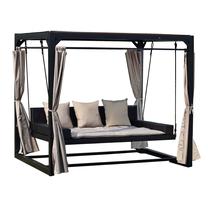 Lauko sūpynės Home4you Barcelona Gazebo, juoda sp./smėlio sp., 236 cm x 180 cm x 210 cm