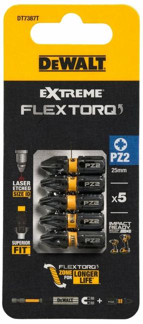 Smūginiai atsuktuvų antgaliai, rinkinys Dewalt FlexTORQ, PZ2, 25 mm