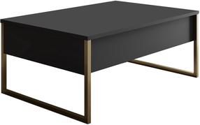 Журнальный столик Kalune Design Luxe, антрацитовый цв./золотой цв., 60 см x 90 см x 40 см