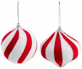 Eglutės žaisliukų rinkinys Homla Twinkle 714184, baltas/raudonas, 8 cm, poliesteris/plastiko putos, 2 vnt.