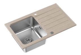 Кухонная мойка Quadron Kenneth 111, нержавеющая сталь/гранит, 78 см x 48 см x 19.5 см, нержавеющей стали цв./песочный цв.