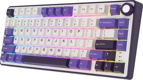 Vadu spēļu tastatūra Royal Kludge RK R75 Brown switch, Angļu (US), balta krās./violeta krās.