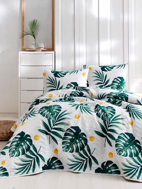 Lovatiesė Mijolnir Single Set Monstera, balta sp./geltona sp./žalia sp., 160 cm x 220 cm