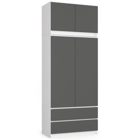 Spinta Akord Furniture Factory S90, balta sp./pilka sp., 50.4 cm x 90.4 cm x 235 cm