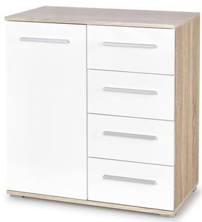 Kumode Lima KM-2, ozola krās./balts krās., 82 cm x 77 cm x 40 cm