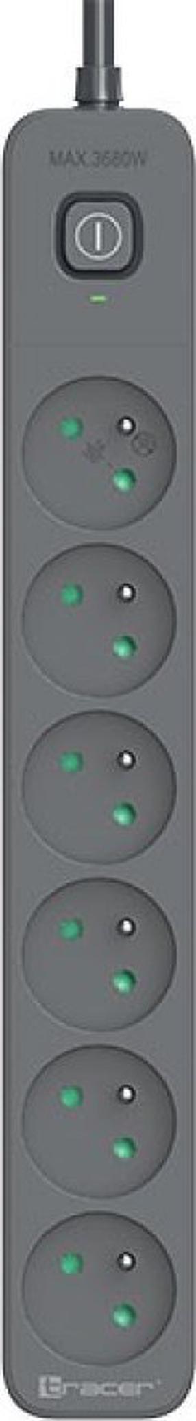 Pikendusjuhe Tracer Zebra Tracer, 1.5 m, 6 pesa, lülitiga, hall v.
