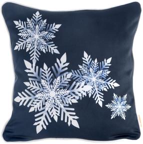 Kalėdinis dekoratyvinės pagalvėlės užvalkalas Snowflakes SWA-151, balta sp./tamsiai mėlyna sp., 60 cm x 60 cm