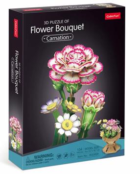 3D пазл Cubicfun Flower Bouquet Carnation, 13.7 см x 14.7 см, 134 шт., многоцветный