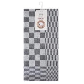 Virtuves dvieļu komplekts SCB2-04, balta krās./pelēka krās., 70 cm x 50 cm, 2 gab.