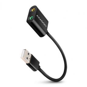 Adapteris Axagon ADA-12 USB 2.0, 3.5 mm stereo female x 2, 0.15 m, melna krās.