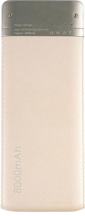 Lādētājs-akumulators (Power bank) Realpower Fashion PB-8000, 8000 mAh, 5 W, šampanieša krās.