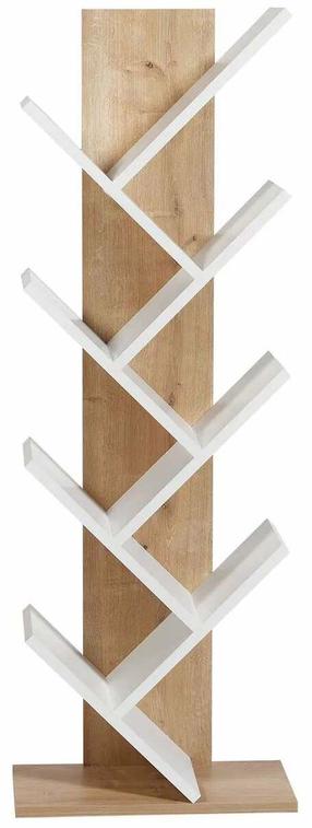 Knygų lentyna Kalune Design Tuval 066, ąžuolo sp./balta sp., 129.8 cm x 46 cm x 22 cm