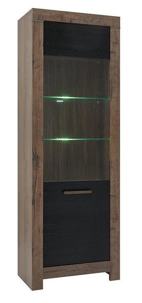 Vitrina Balin REG1W, ąžuolo/juoda, 68 cm x 39.5 cm x 196.5 cm