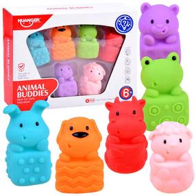 Vonios žaislų rinkinys Huanger Animal Buddies, įvairių spalvų, 6 vnt.