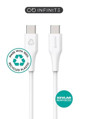 Kabelis Estuff Infinite ES604170 USB Type-C, USB Type C, 1 m, balta krās.