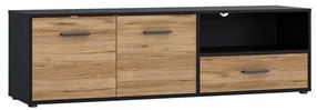 ТВ стол Forte Mokkaro, дубовый цв./черный цв., 42 см x 159.4 см x 46.5 см