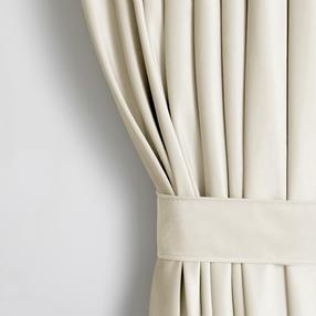 Naktinė užuolaida, su raiščiu Restilo Velvet Pleat, smėlio sp., 140 cm x 245 cm