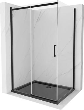Dušo kabina Mexen Omega, stačiakampė, 100 cm x 90 cm x 190 cm, juoda sp./grūdintas