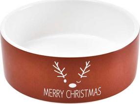 Ziemassvētku bļoda mājdzīvniekam Barry King Merry Christmas BK-15603, 16 cm, sarkana krās.