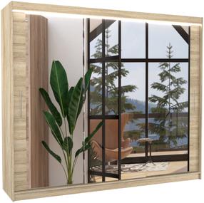 Spinta ADRK Chester LED, sonoma ąžuolo sp., 58 cm x 250 cm x 215 cm, su veidrodžiu