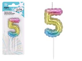 Sünnipäevaküünal Ravi Jelly 5, mitmevärviline, 16 cm