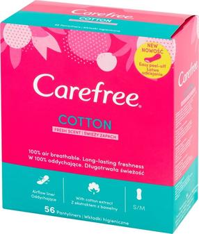 Higiēniskie ieliktnīši Carefree Cotton Fresh Scent, Normal, 56 gab.