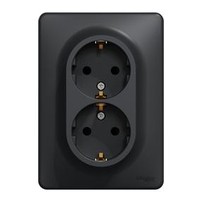 Dvivietis kištukinis lizdas Schneider Electric Sedna Design SDD314221, su įžeminimu, antracito sp.