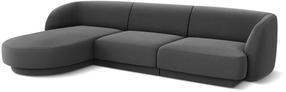 Kampinė sofa Micadoni Home Miley Velvet 4 Seats, pilka sp., kairinė, 259 x 155 cm x 74 cm