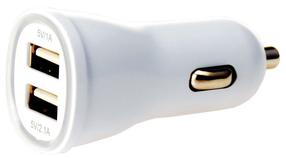 Auto telefona lādētājs Techly, 2 x USB, balta krās.