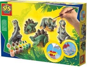Ģipša figūru veidošanas komplekts SES Creative Dinosaurs, daudzkrāsaina