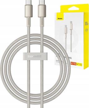 Vads Baseus P10319800G21-00, 2 x USB Type C, 100 cm, zelta krās., 100 W