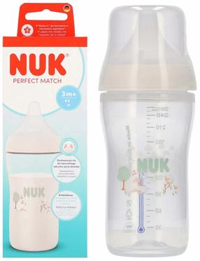 Bērnu pudelīte Nuk Perfect Match, 260 ml, 3 mēn., caurspīdīga krās.