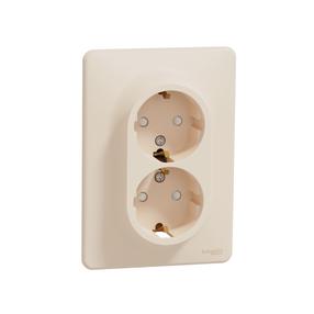 Двойная розетка Schneider Electric Sedna Design SDD312221, c заземлением, IP20, бежевый цв.