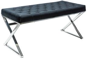 Prieškambario suoliukas Modern Onyx, juodas/chromo, 100 cm x 46 cm x 48 cm