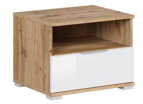 Naktinis staliukas Zele S383-KOM1S-DWO/BIP, ąžuolo/balta, 50 cm x 41 cm x 38.5 cm