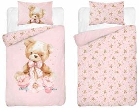 Vaikiškas patalynės užvalkalų komplektas Teddy Bear PPG-154, rožinė sp./rusva sp., 120 x 90 cm
