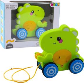Игрушка на веревочке, динозавр Lean Toys Pull Rope Car, 17.5 см, зеленый цв.
