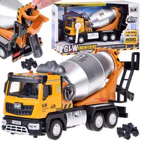 Игрушечный бетономешалка GLW Engineering, 1:40, серебристый цв./желтый цв.