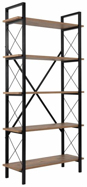 Knygų lentyna Nordure Elysian, ruda sp./juoda sp., 180 cm x 90 cm x 33.3 cm